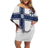 Custom Finland National Football Family Matching Off Shoulder Short Dress and Hawaiian Shirt Pine Trees with Diamond Shapes - Wonder Print Shop