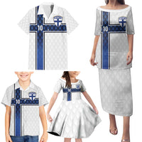 Custom Finland National Football Family Matching Puletasi and Hawaiian Shirt Pine Trees with Diamond Shapes - Wonder Print Shop