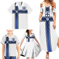 Custom Finland National Football Family Matching Summer Maxi Dress and Hawaiian Shirt Pine Trees with Diamond Shapes - Wonder Print Shop