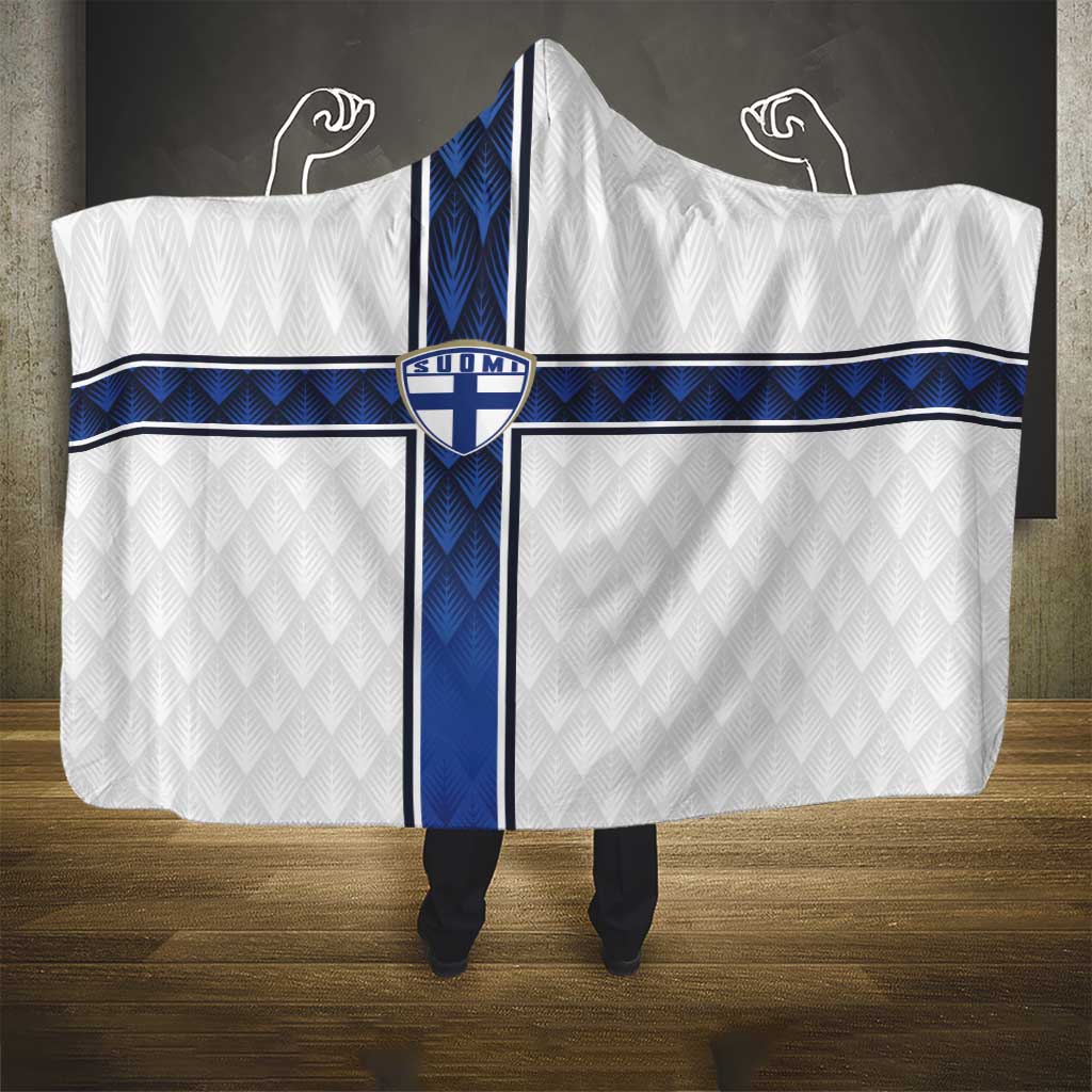 Finland National Football Hooded Blanket Pine Trees with Diamond Shapes - Wonder Print Shop