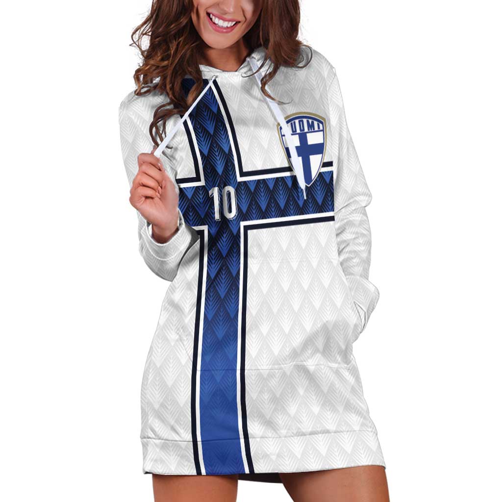 Custom Finland National Football Hoodie Dress Pine Trees with Diamond Shapes - Wonder Print Shop