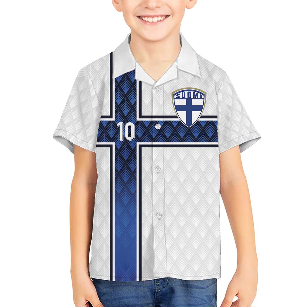 Custom Finland National Football Kid Hawaiian Shirt Pine Trees with Diamond Shapes - Wonder Print Shop
