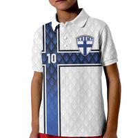 Custom Finland National Football Kid Polo Shirt Pine Trees with Diamond Shapes - Wonder Print Shop