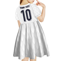 Custom Finland National Football Kid Short Sleeve Dress Pine Trees with Diamond Shapes - Wonder Print Shop