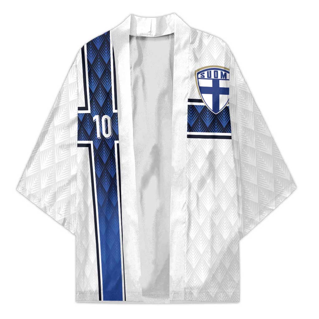 Custom Finland National Football Kimono Pine Trees with Diamond Shapes - Wonder Print Shop