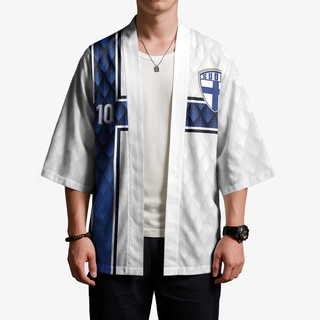 Custom Finland National Football Kimono Pine Trees with Diamond Shapes - Wonder Print Shop