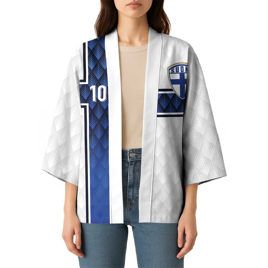 Custom Finland National Football Kimono Pine Trees with Diamond Shapes - Wonder Print Shop