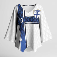 Custom Finland National Football Kimono Sleeve Blouse Pine Trees with Diamond Shapes - Wonder Print Shop