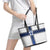 Finland National Football Leather Tote Bag Pine Trees with Diamond Shapes - Wonder Print Shop