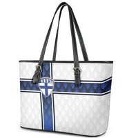 Finland National Football Leather Tote Bag Pine Trees with Diamond Shapes - Wonder Print Shop