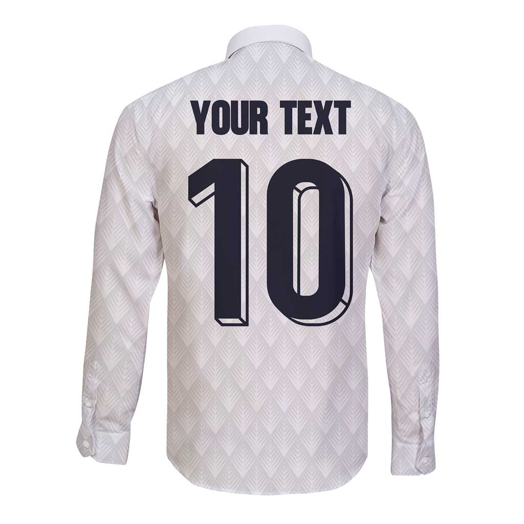 Custom Finland National Football Long Sleeve Button Shirt Pine Trees with Diamond Shapes - Wonder Print Shop