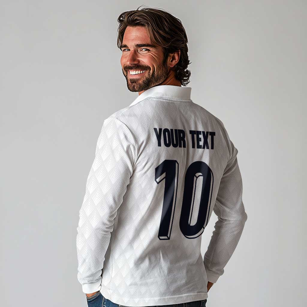 Custom Finland National Football Long Sleeve Polo Shirt Pine Trees with Diamond Shapes - Wonder Print Shop