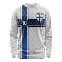 Custom Finland National Football Long Sleeve Shirt Pine Trees with Diamond Shapes - Wonder Print Shop