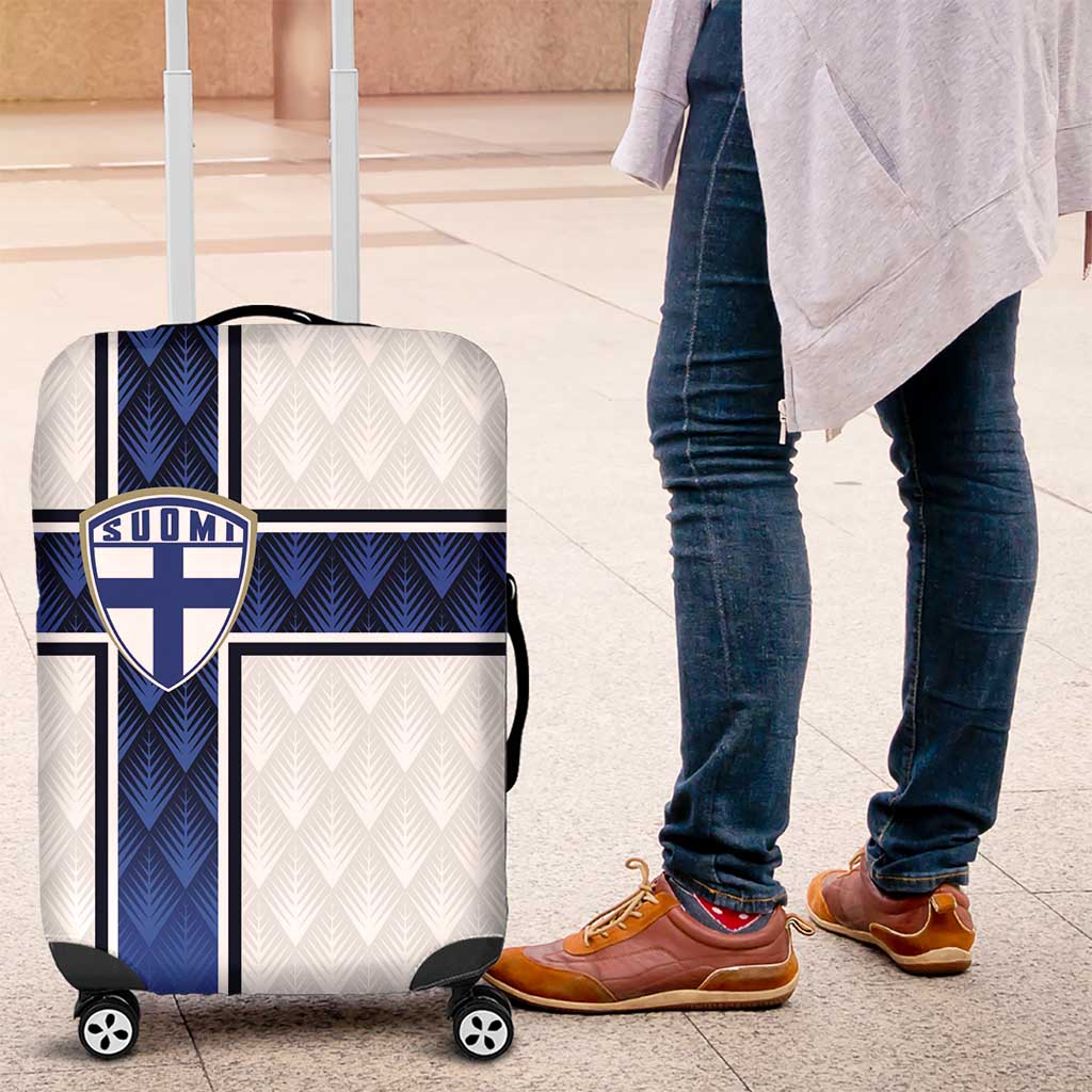 Finland National Football Luggage Cover Pine Trees with Diamond Shapes - Wonder Print Shop