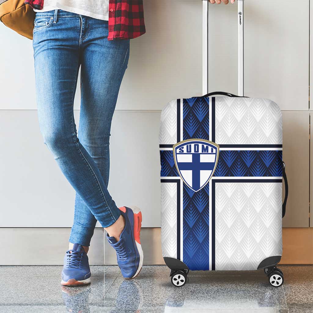 Finland National Football Luggage Cover Pine Trees with Diamond Shapes - Wonder Print Shop