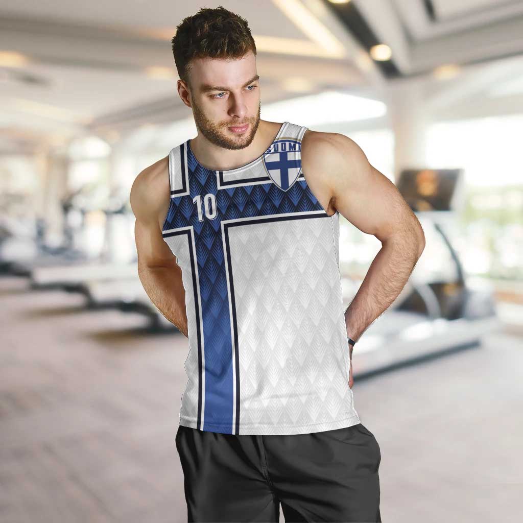 Custom Finland National Football Men Tank Top Pine Trees with Diamond Shapes - Wonder Print Shop