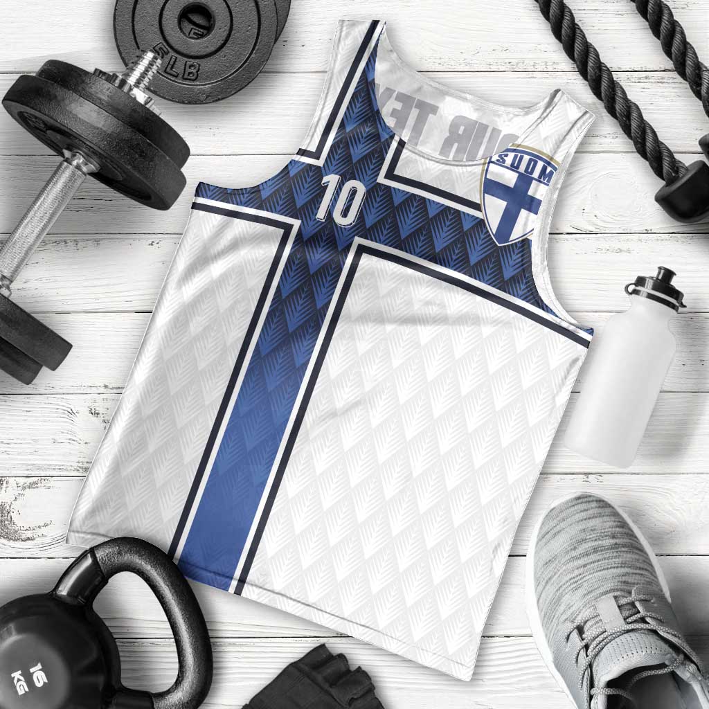 Custom Finland National Football Men Tank Top Pine Trees with Diamond Shapes - Wonder Print Shop