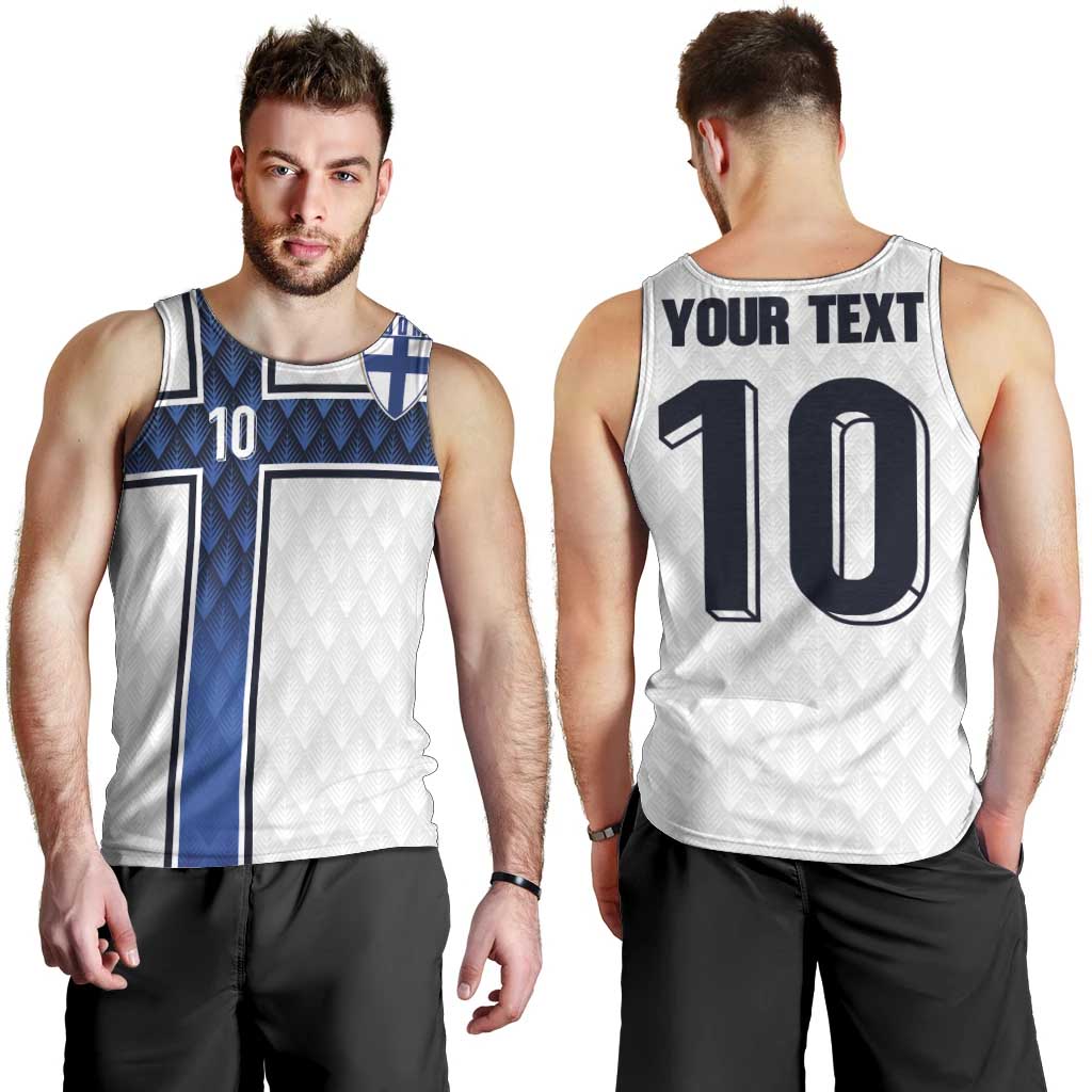 Custom Finland National Football Men Tank Top Pine Trees with Diamond Shapes - Wonder Print Shop