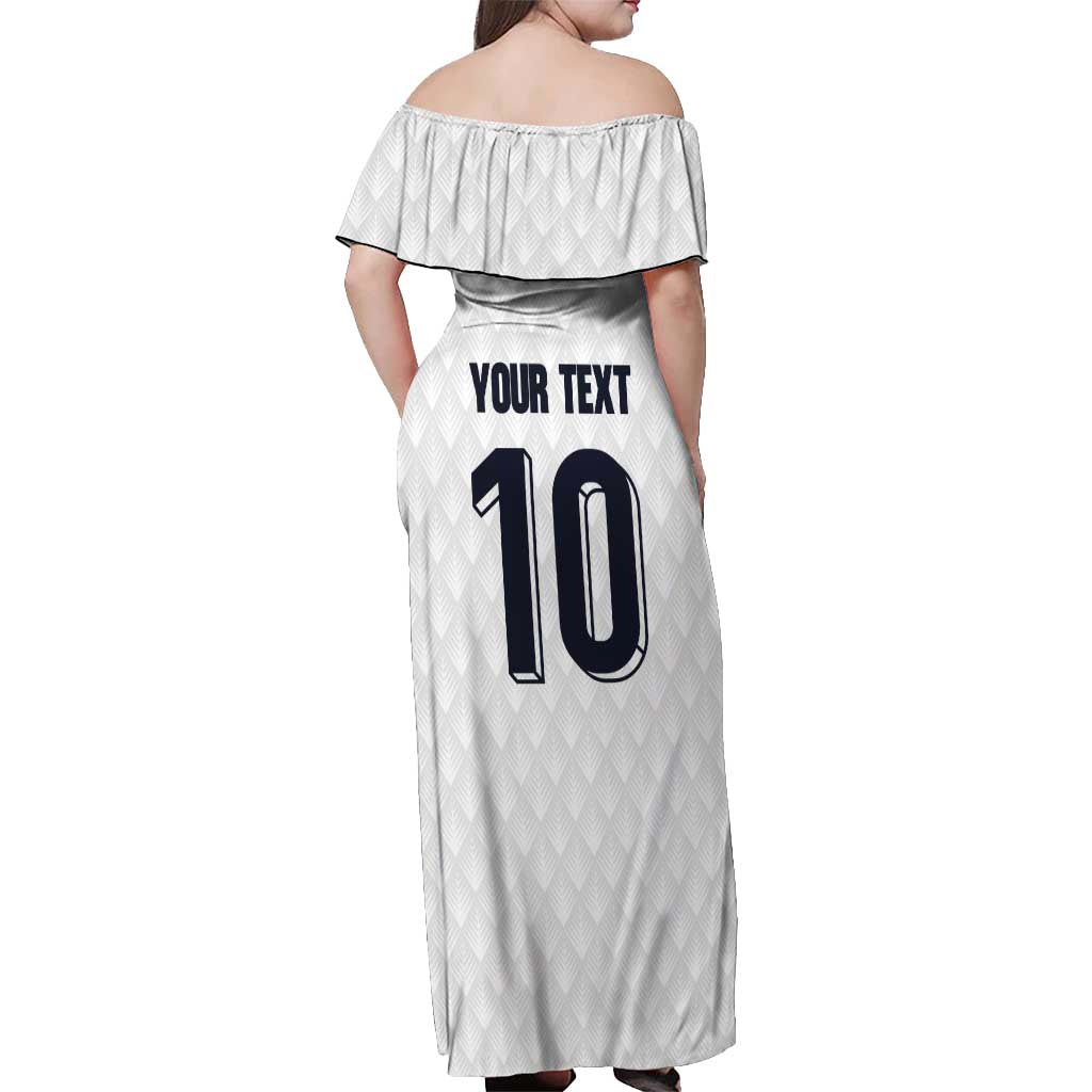 Custom Finland National Football Off Shoulder Maxi Dress Pine Trees with Diamond Shapes - Wonder Print Shop