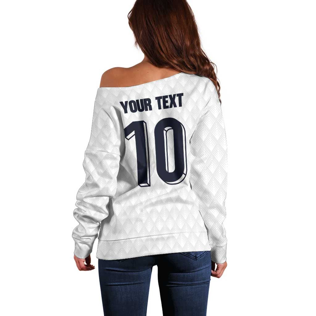 Custom Finland National Football Off Shoulder Sweater Pine Trees with Diamond Shapes - Wonder Print Shop