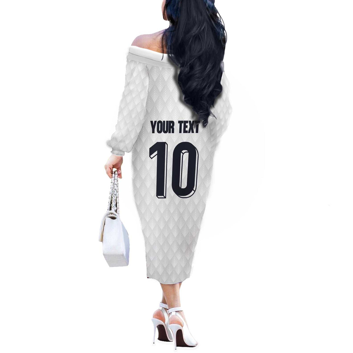 Custom Finland National Football Off The Shoulder Long Sleeve Dress Pine Trees with Diamond Shapes - Wonder Print Shop