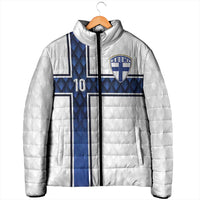 Custom Finland National Football Padded Jacket Pine Trees with Diamond Shapes - Wonder Print Shop