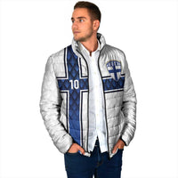 Custom Finland National Football Padded Jacket Pine Trees with Diamond Shapes - Wonder Print Shop