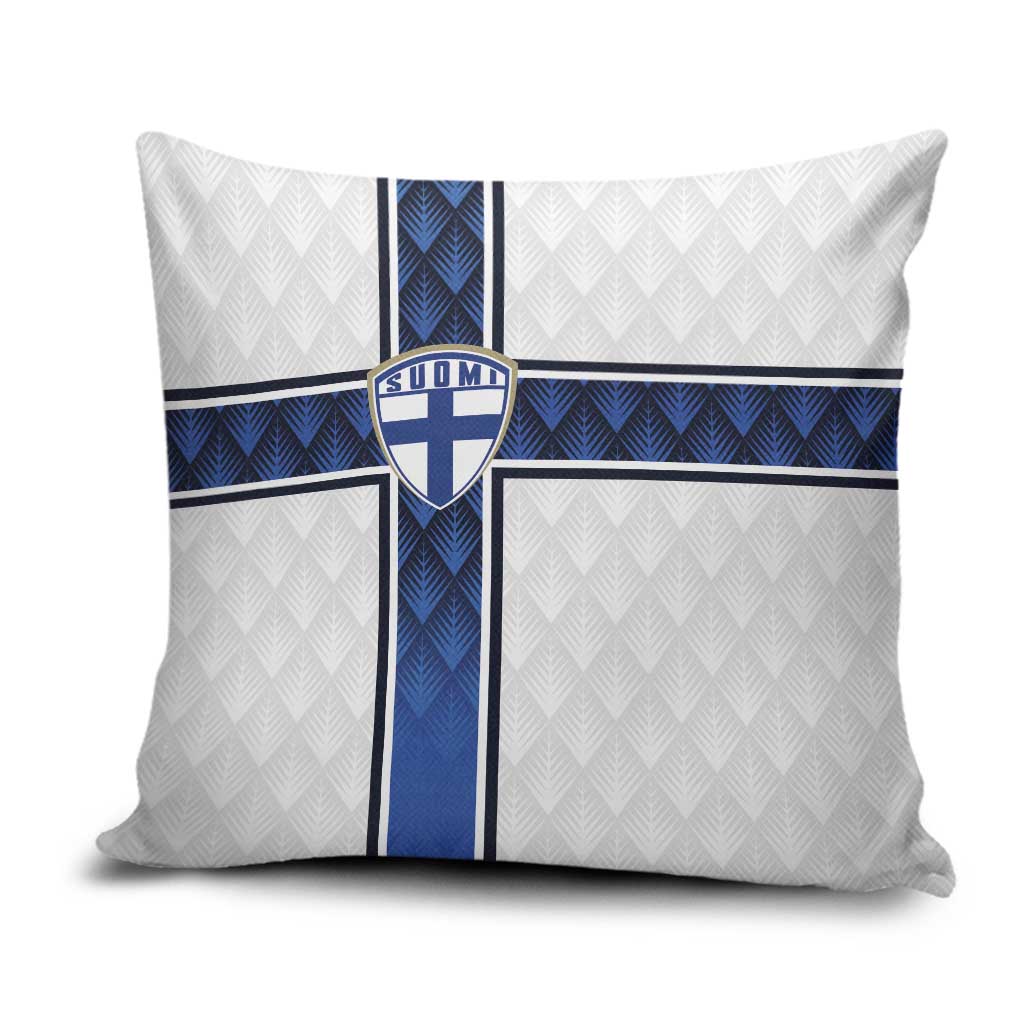Finland National Football Pillow Cover Pine Trees with Diamond Shapes - Wonder Print Shop