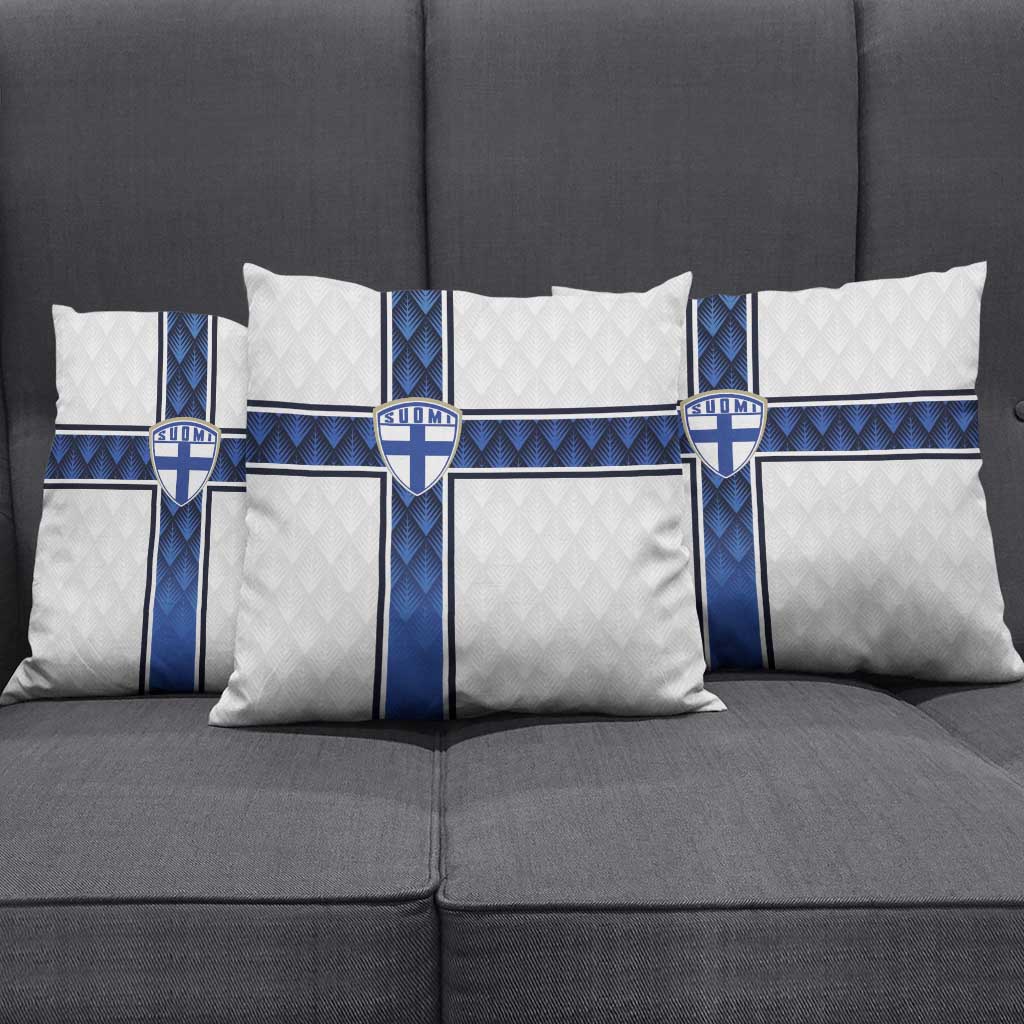 Finland National Football Pillow Cover Pine Trees with Diamond Shapes - Wonder Print Shop