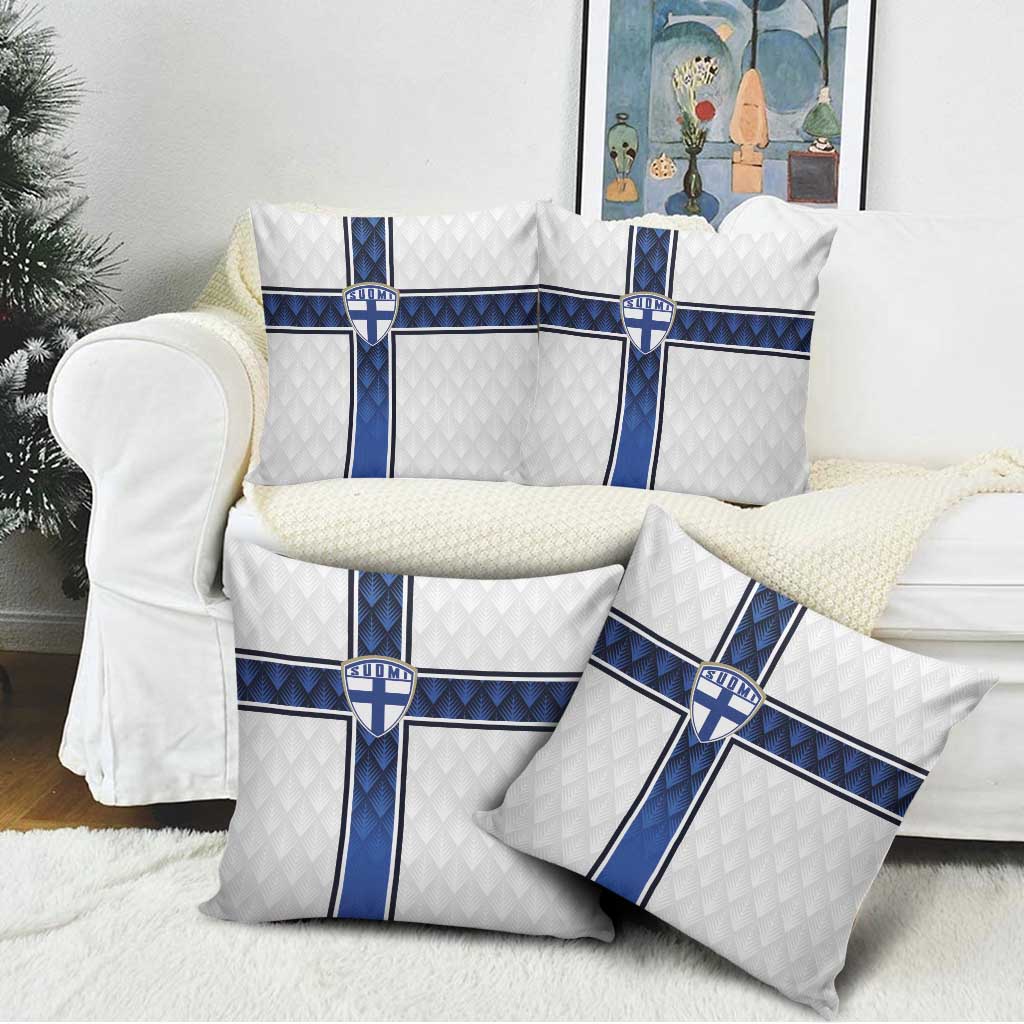 Finland National Football Pillow Cover Pine Trees with Diamond Shapes - Wonder Print Shop