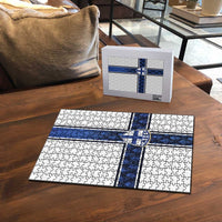 Finland National Football Puzzle Pine Trees with Diamond Shapes - Wonder Print Shop