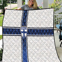 Finland National Football Quilt Pine Trees with Diamond Shapes - Wonder Print Shop