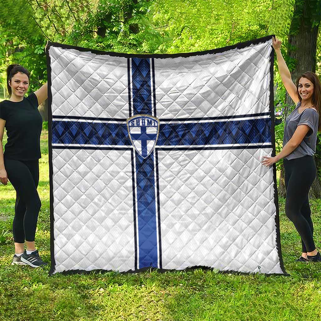 Finland National Football Quilt Pine Trees with Diamond Shapes - Wonder Print Shop