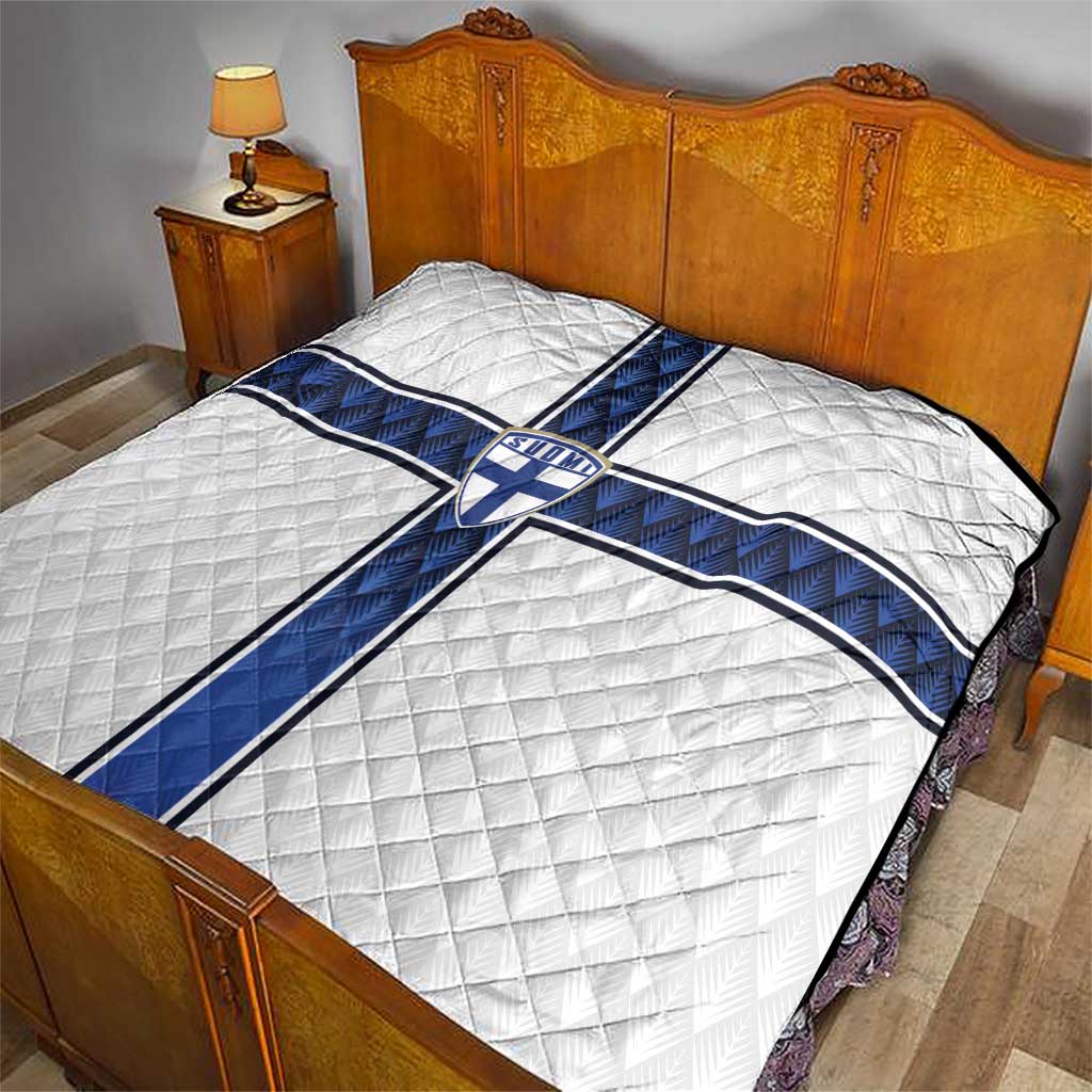 Finland National Football Quilt Pine Trees with Diamond Shapes - Wonder Print Shop