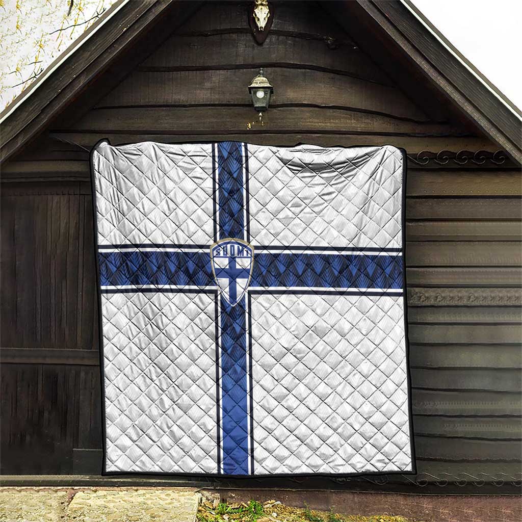 Finland National Football Quilt Pine Trees with Diamond Shapes - Wonder Print Shop
