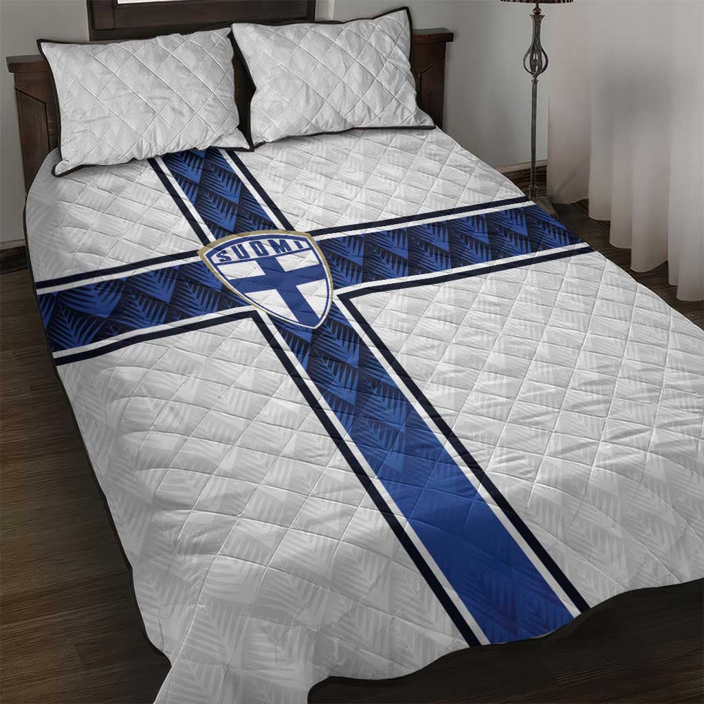 Finland National Football Quilt Bed Set Pine Trees with Diamond Shapes - Wonder Print Shop
