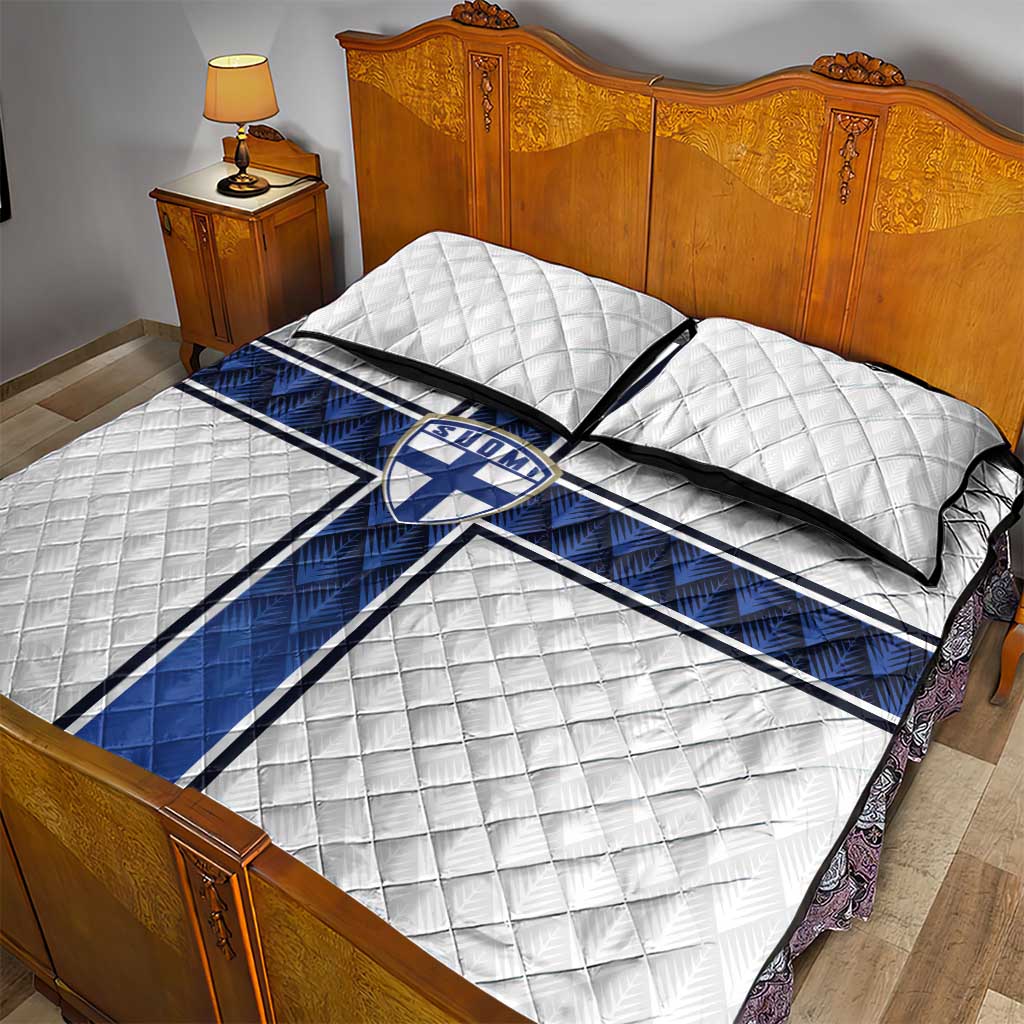 Finland National Football Quilt Bed Set Pine Trees with Diamond Shapes - Wonder Print Shop