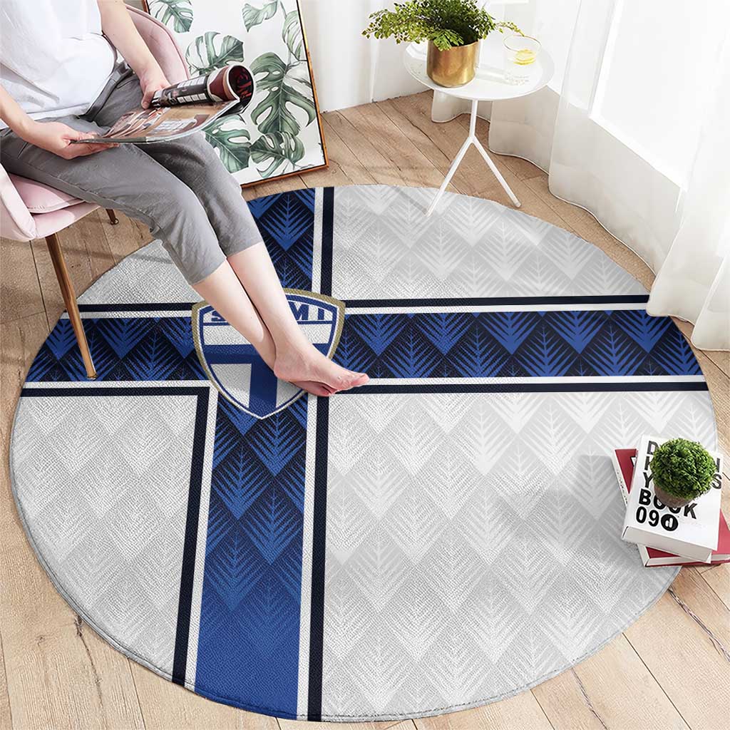 Finland National Football Round Carpet Pine Trees with Diamond Shapes - Wonder Print Shop