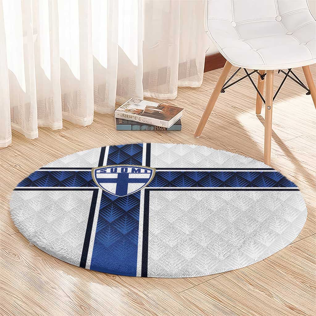 Finland National Football Round Carpet Pine Trees with Diamond Shapes - Wonder Print Shop