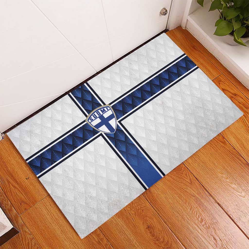 Finland National Football Rubber Doormat Pine Trees with Diamond Shapes - Wonder Print Shop