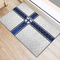 Finland National Football Rubber Doormat Pine Trees with Diamond Shapes - Wonder Print Shop