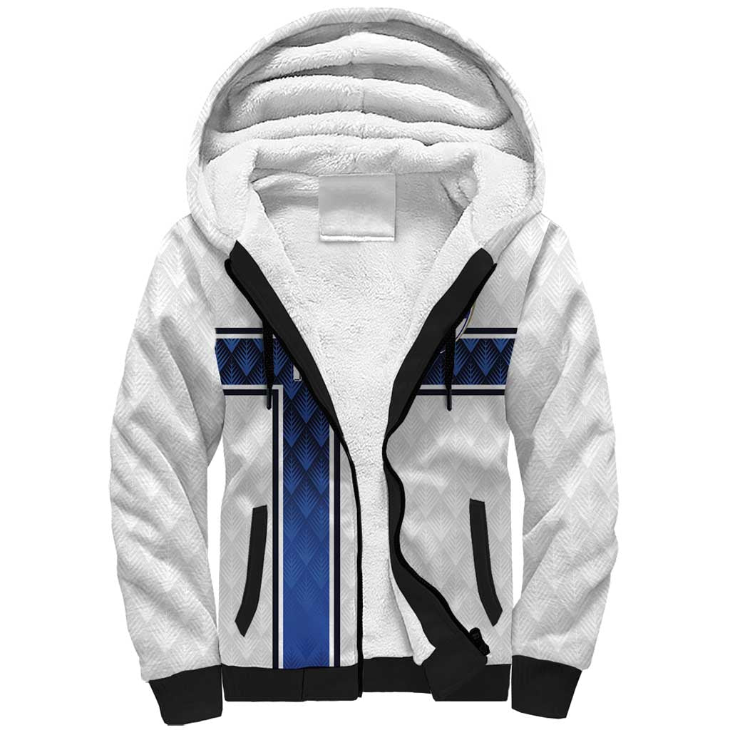 Custom Finland National Football Sherpa Hoodie Pine Trees with Diamond Shapes - Wonder Print Shop