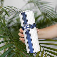 Custom Finland National Football Skinny Tumbler Pine Trees with Diamond Shapes - Wonder Print Shop