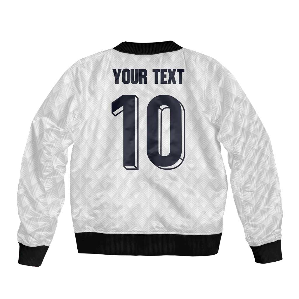 Custom Finland National Football Sleeve Zip Bomber Jacket Pine Trees with Diamond Shapes - Wonder Print Shop