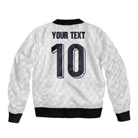 Custom Finland National Football Sleeve Zip Bomber Jacket Pine Trees with Diamond Shapes - Wonder Print Shop