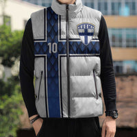 Custom Finland National Football Sleeveless Puffer Jacket Pine Trees with Diamond Shapes - Wonder Print Shop