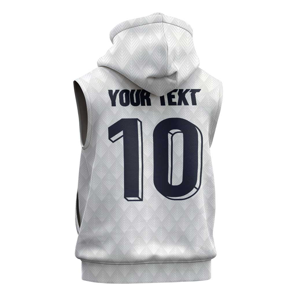 Custom Finland National Football Sleeveless Zip Hoodie Pine Trees with Diamond Shapes - Wonder Print Shop