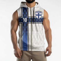 Custom Finland National Football Sleeveless Zip Hoodie Pine Trees with Diamond Shapes - Wonder Print Shop