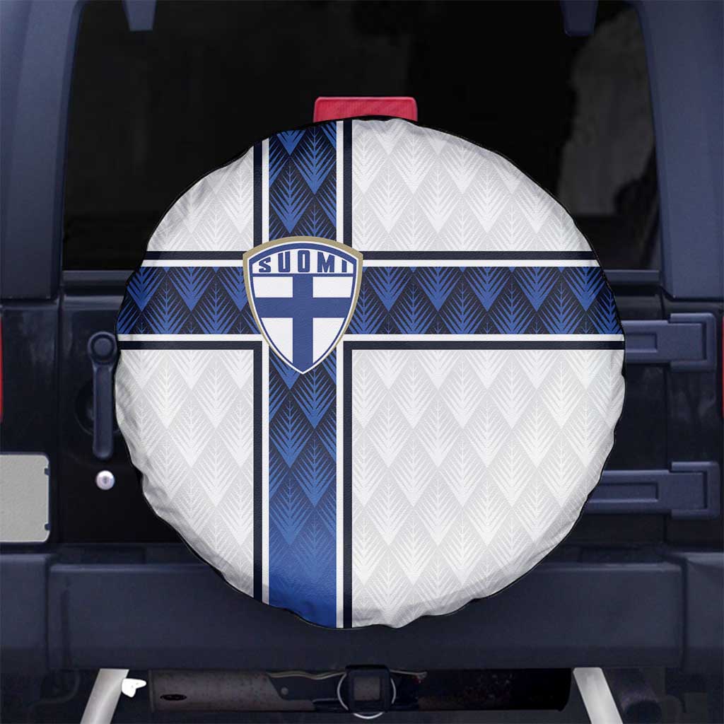 Finland National Football Spare Tire Cover Pine Trees with Diamond Shapes - Wonder Print Shop