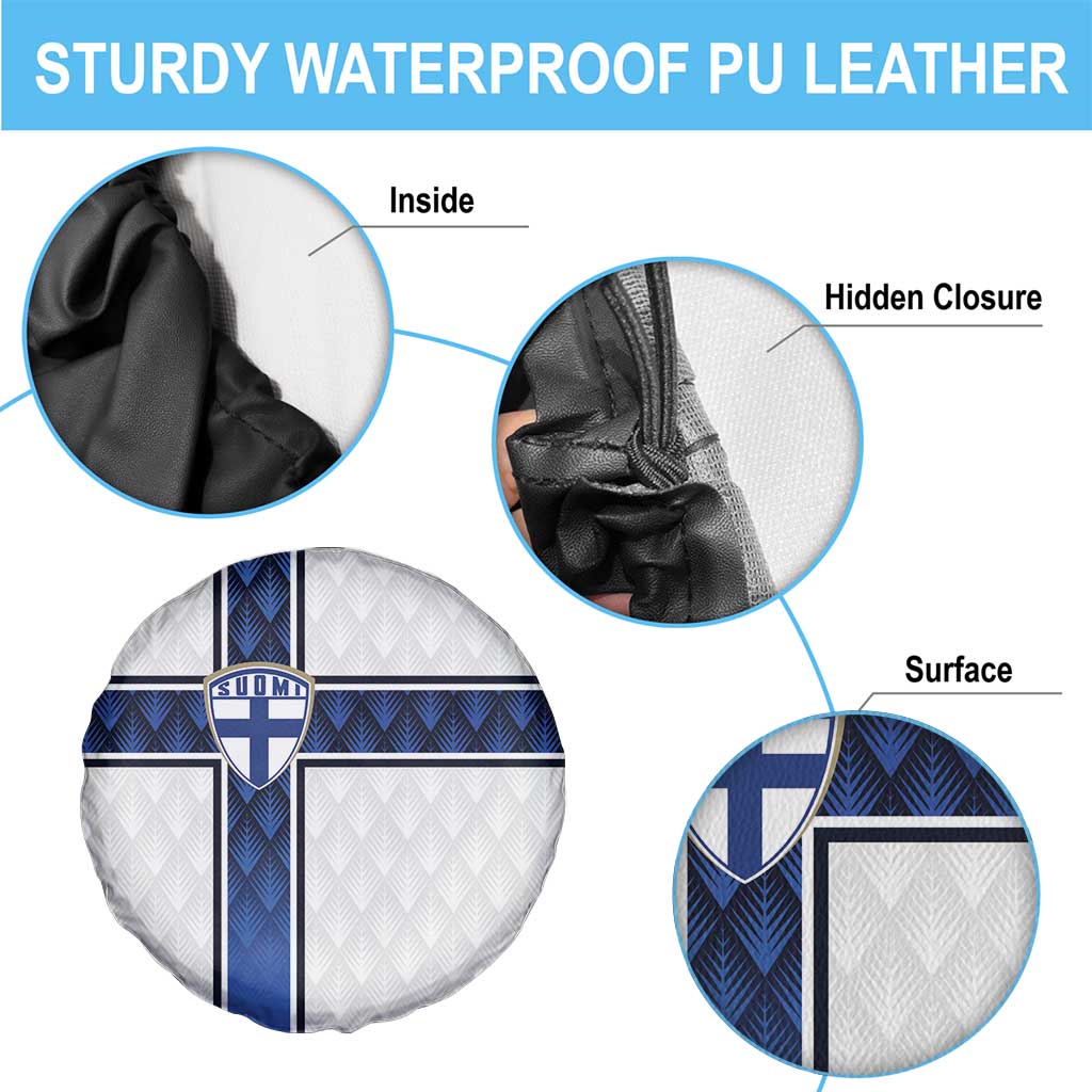 Finland National Football Spare Tire Cover Pine Trees with Diamond Shapes - Wonder Print Shop